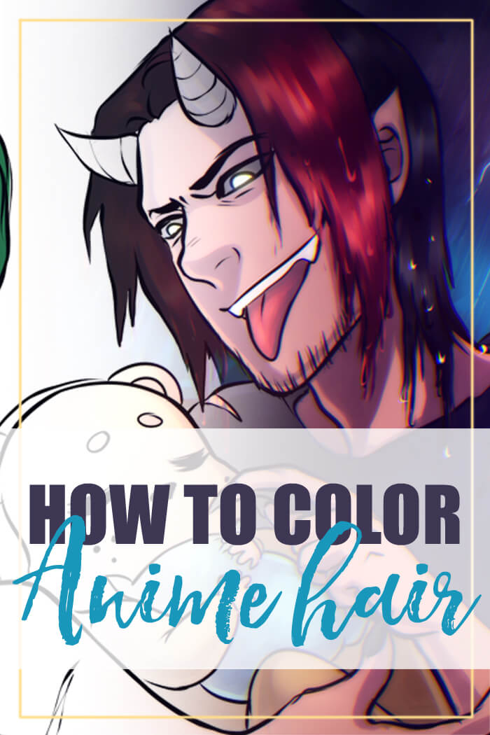 how to color anime hair in SAI tutorial cover